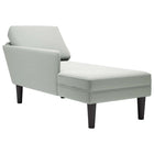 Chaise longue met kussen & rechterarmleuning fluweel lichtgrijs