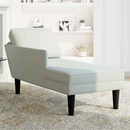 Chaise longue met kussen & rechterarmleuning fluweel lichtgrijs