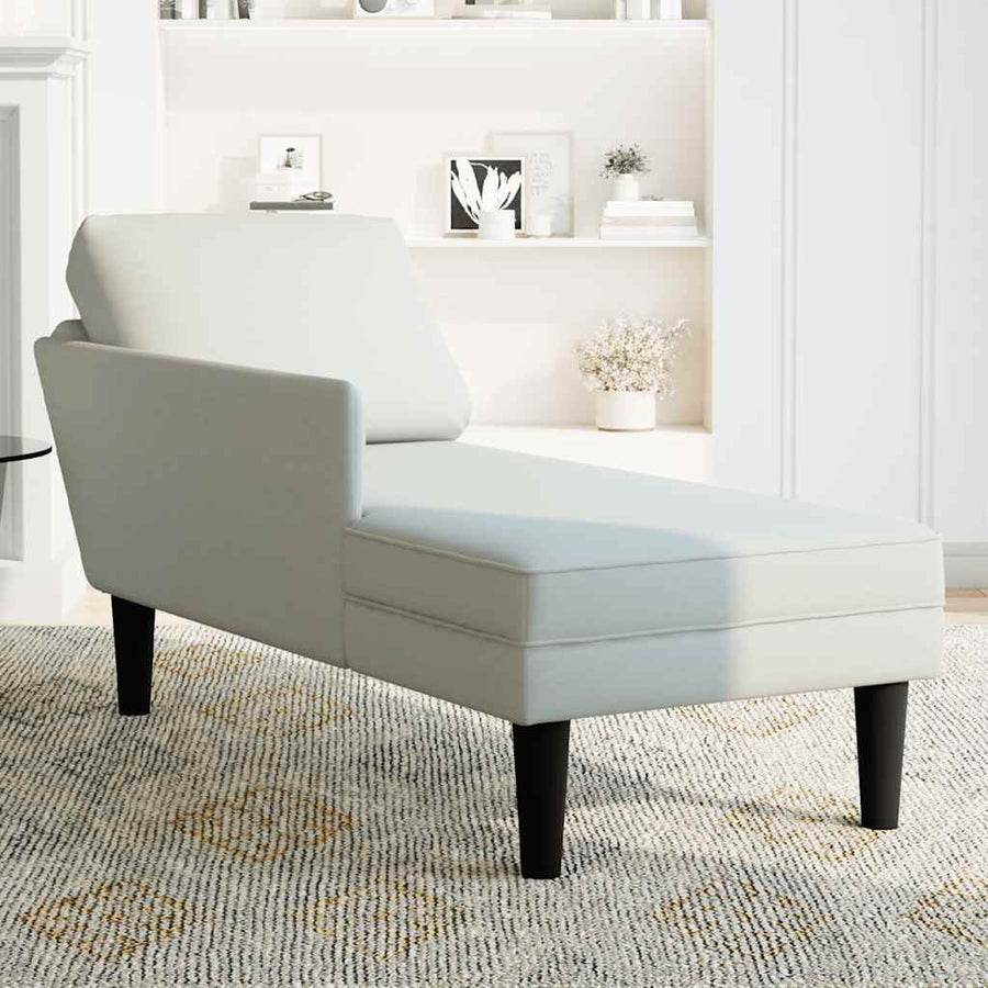 Chaise longue met kussen & rechterarmleuning fluweel lichtgrijs