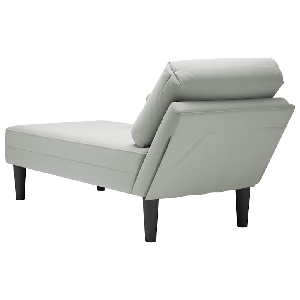Chaise longue met kussen & rechterarmleuning fluweel lichtgrijs
