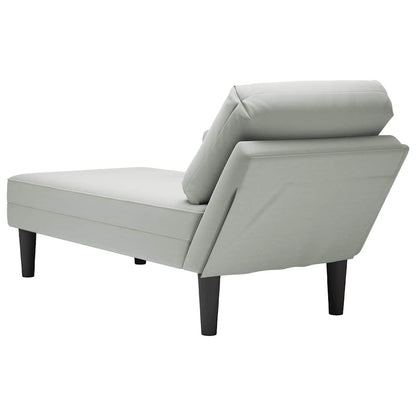 Chaise longue met kussen & rechterarmleuning fluweel lichtgrijs