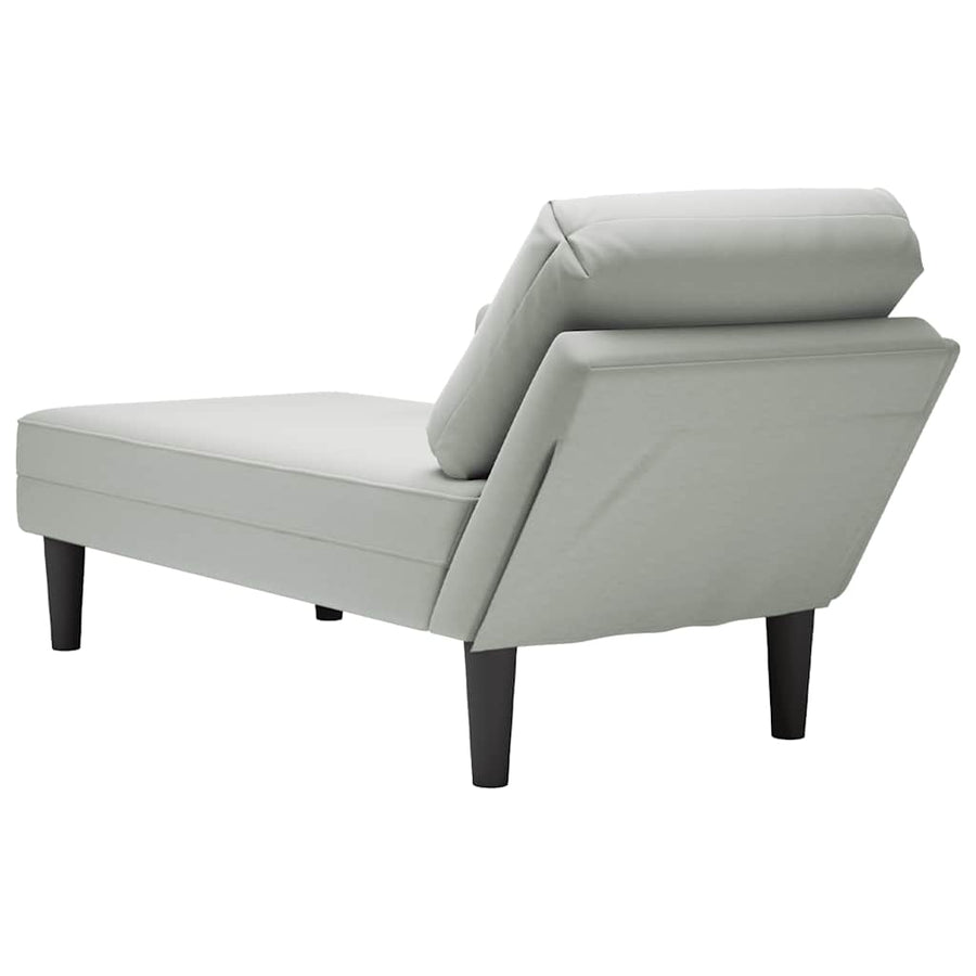 Chaise longue met kussen & rechterarmleuning fluweel lichtgrijs