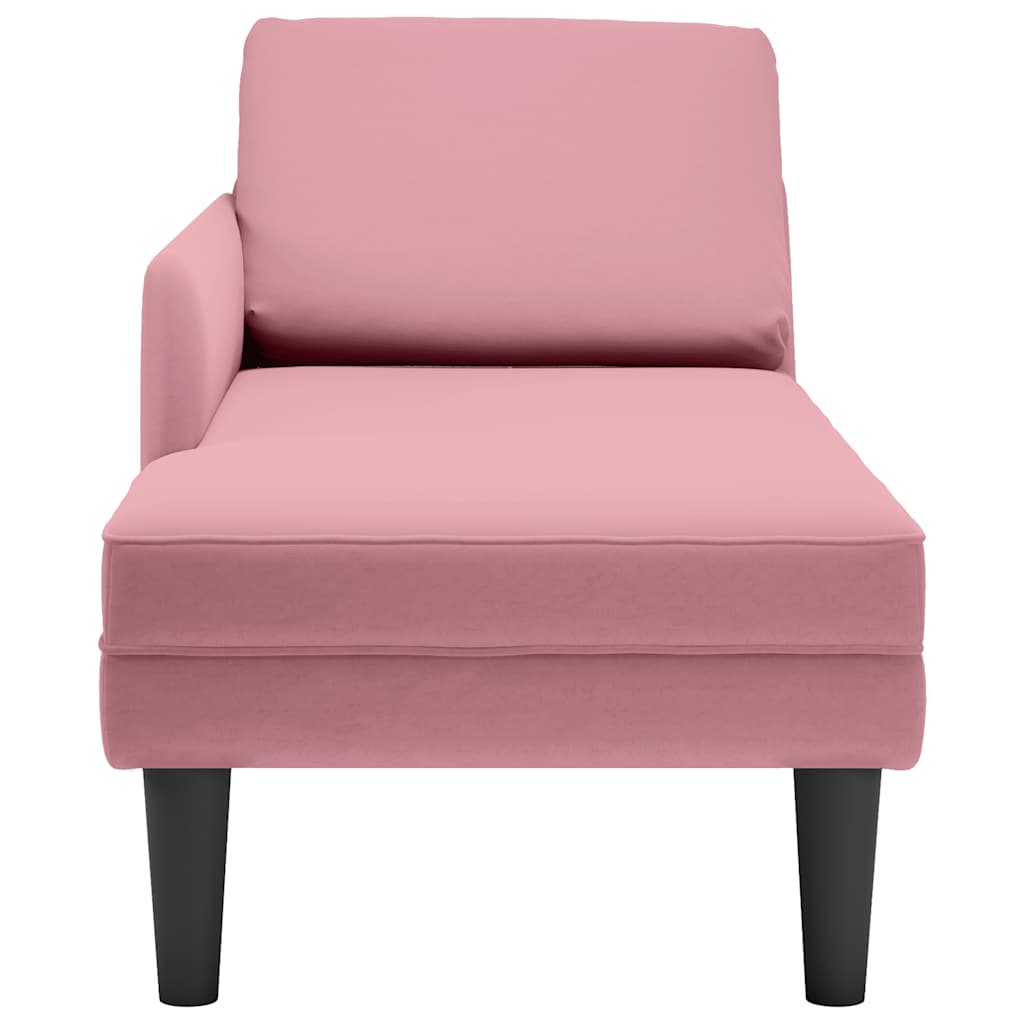 Chaise longue met kussen en rechterarmleuning fluweel roze