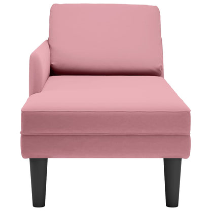 Chaise longue met kussen en rechterarmleuning fluweel roze