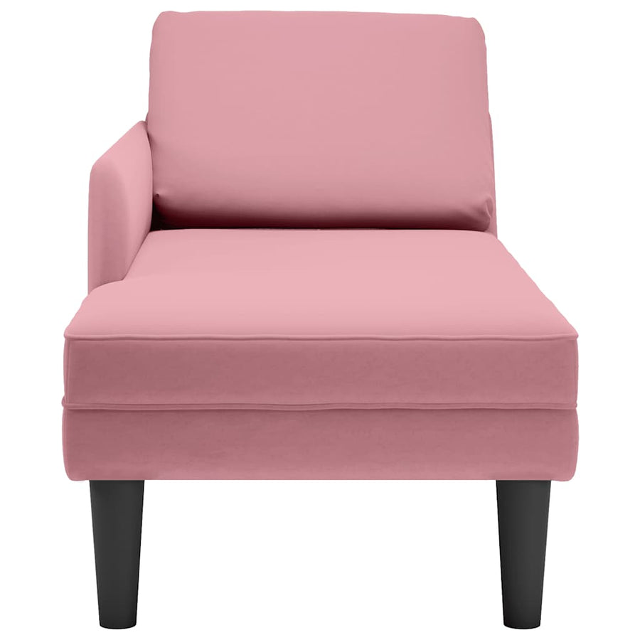 Chaise longue met kussen en rechterarmleuning fluweel roze