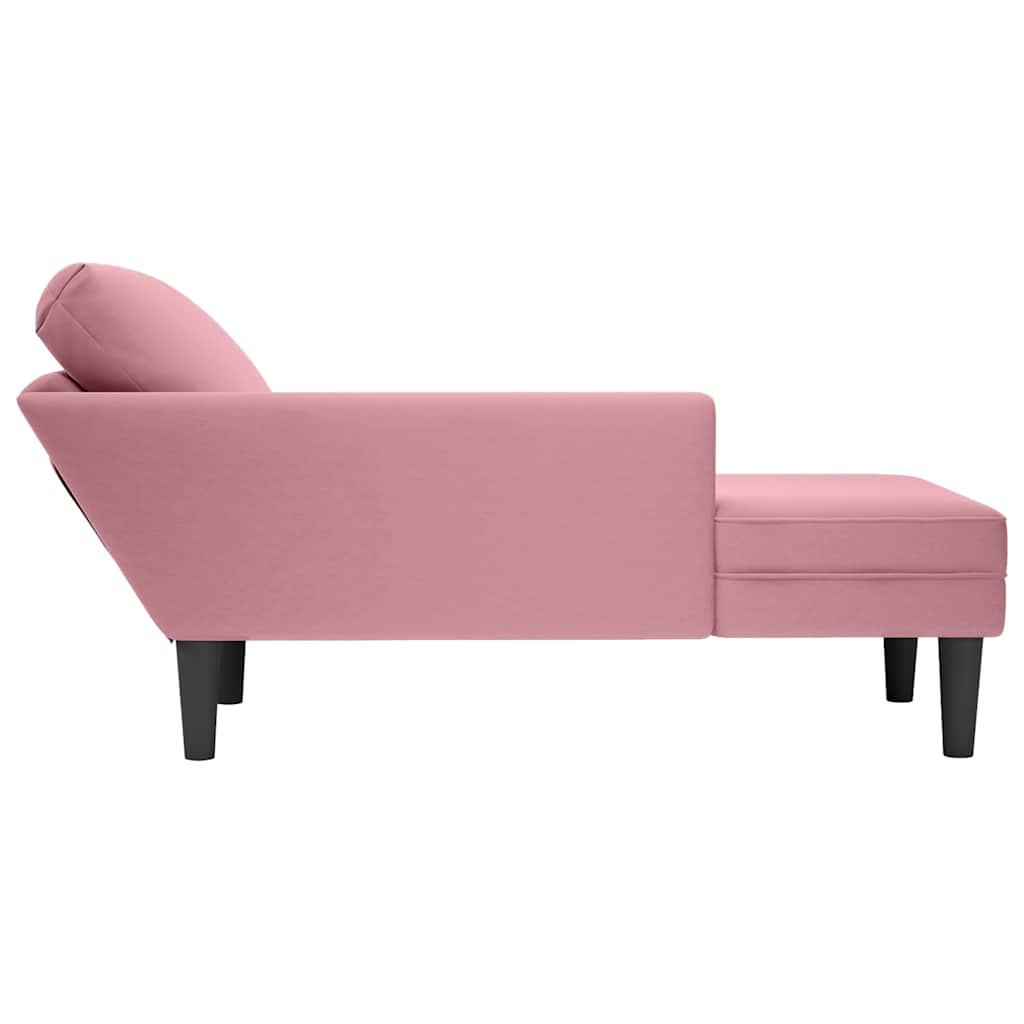 Chaise longue met kussen en rechterarmleuning fluweel roze