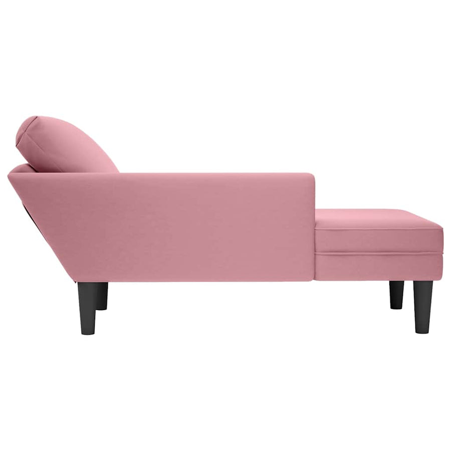 Chaise longue met kussen en rechterarmleuning fluweel roze
