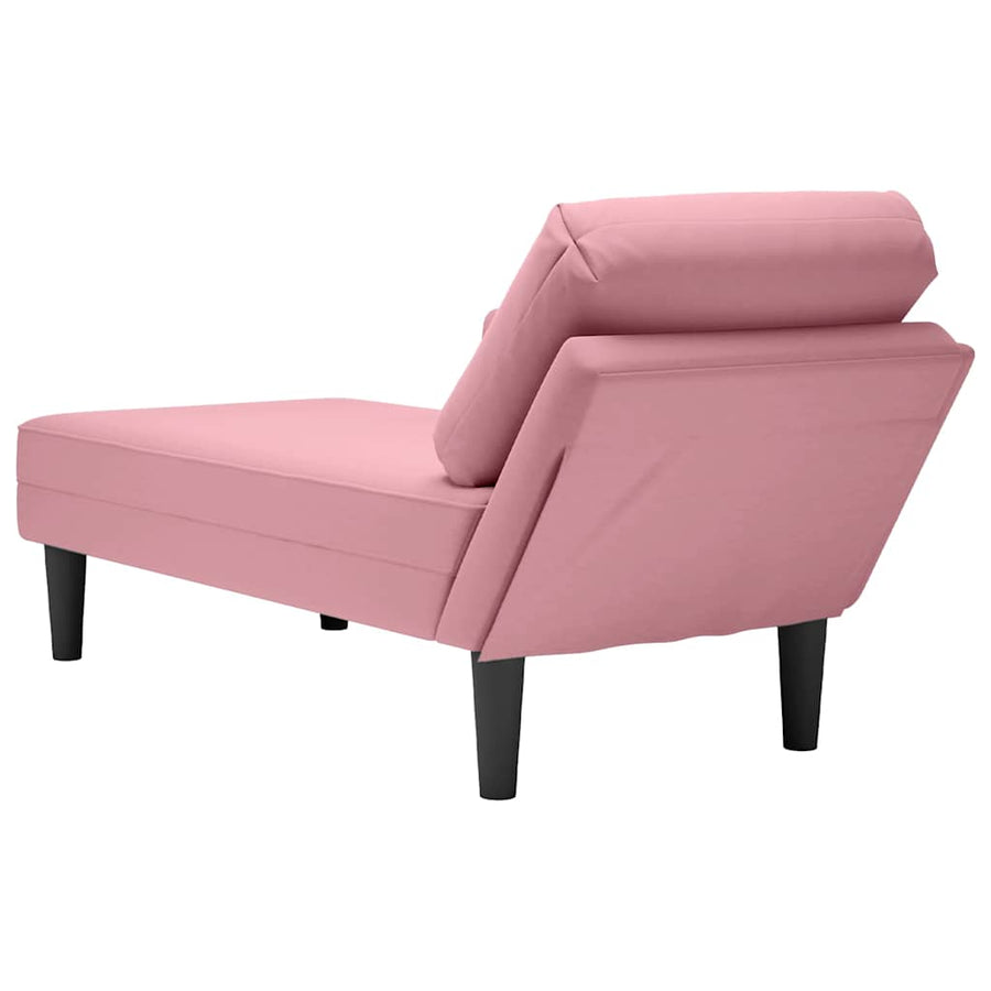 Chaise longue met kussen en rechterarmleuning fluweel roze