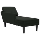 Chaise longue with cushion and right armrest black velvet