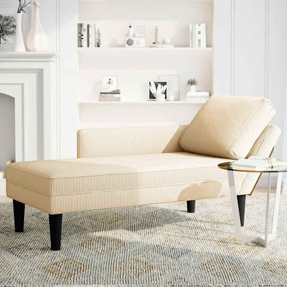 Chaise Longue Met Kussen Corduroy Stof Kleurig Crème