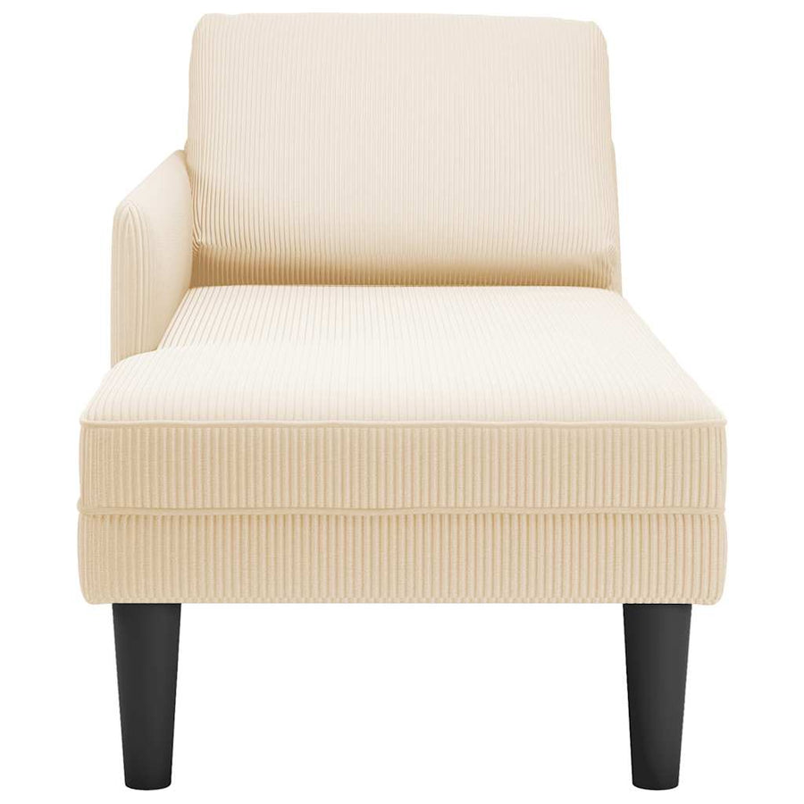 Chaise Longue Met Kussen Corduroy Stof Kleurig Crème