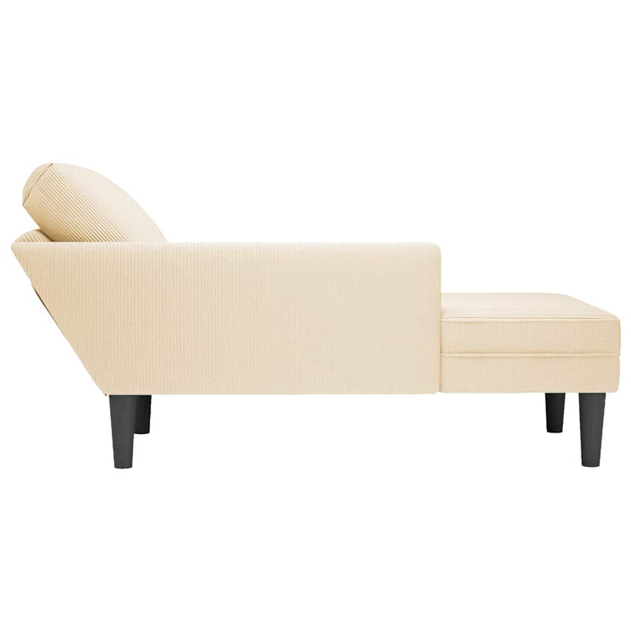 Chaise Longue Met Kussen Corduroy Stof Kleurig Crème
