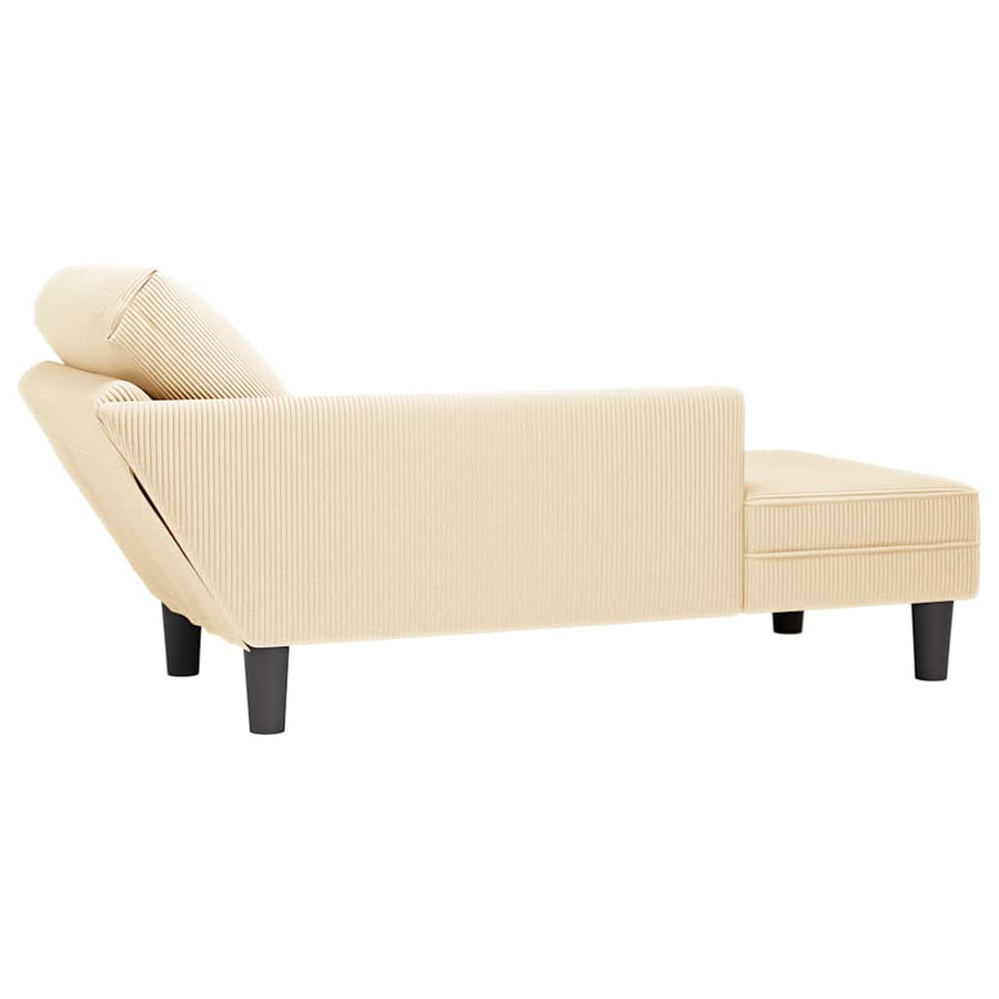 Chaise Longue Met Kussen Corduroy Stof Kleurig Crème