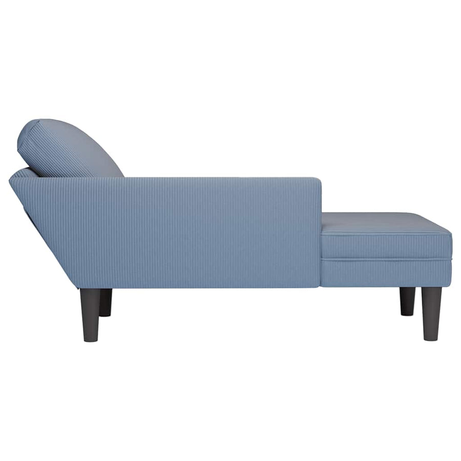 Chaise longue met kussen corduroy stof blauw