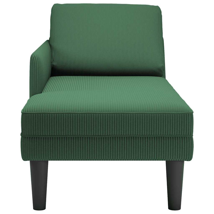 Chaise Longue Met Kussen Corduroy Stof Donkergroen