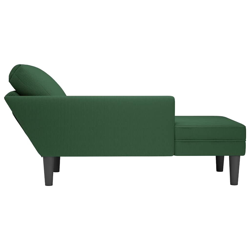 Chaise Longue Met Kussen Corduroy Stof Donkergroen