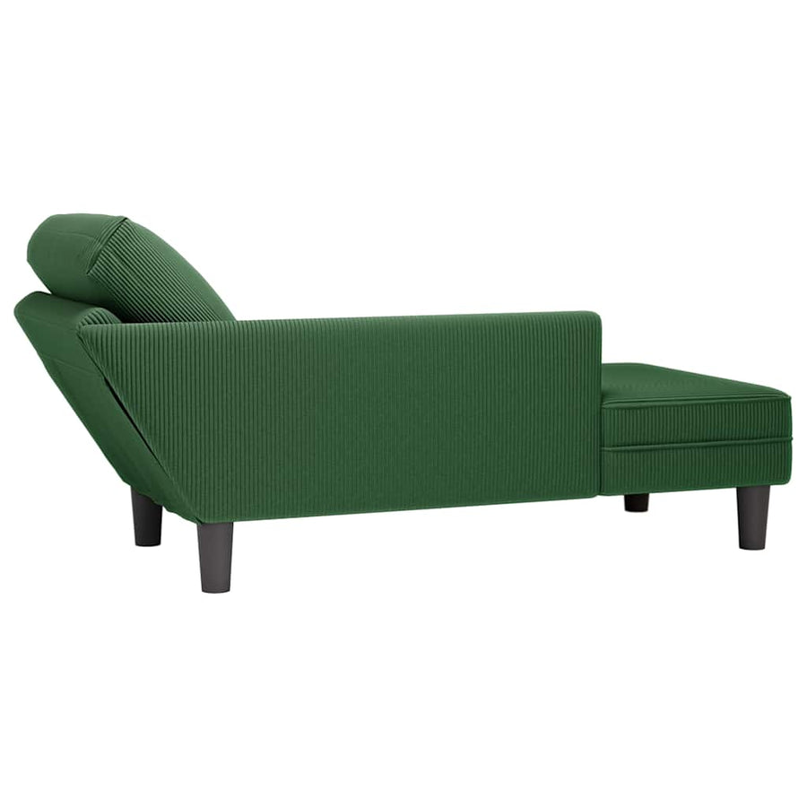 Chaise Longue Met Kussen Corduroy Stof Donkergroen