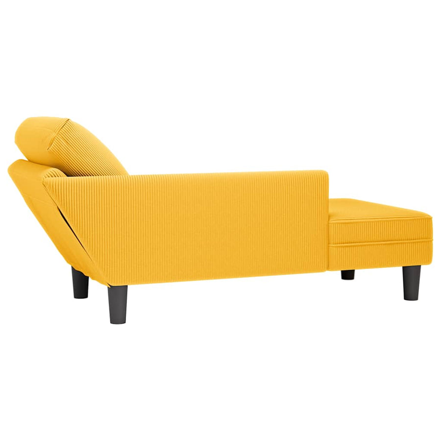 Chaise longue met kussen corduroy stof lichtgeel