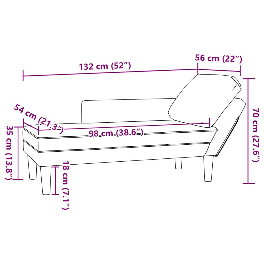 Chaise longue met kussen corduroy stof lichtgeel