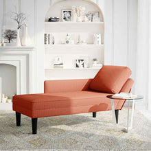 Chaise longue met kussen corduroy stof rood oranje