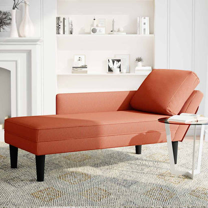 Chaise longue met kussen corduroy stof rood oranje