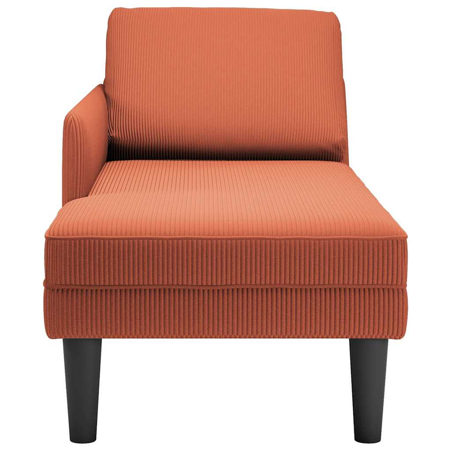 Chaise longue met kussen corduroy stof rood oranje