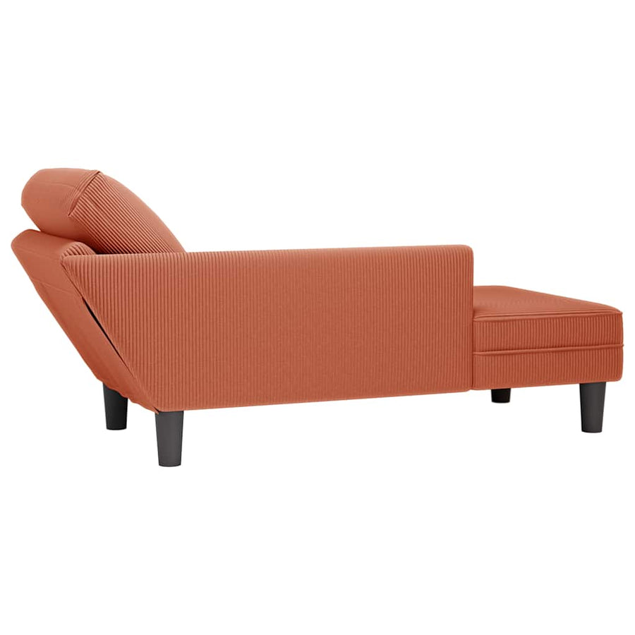Chaise longue met kussen corduroy stof rood oranje