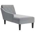 Chaise longue met kussen en rechterarmleuning stof lichtgrijs