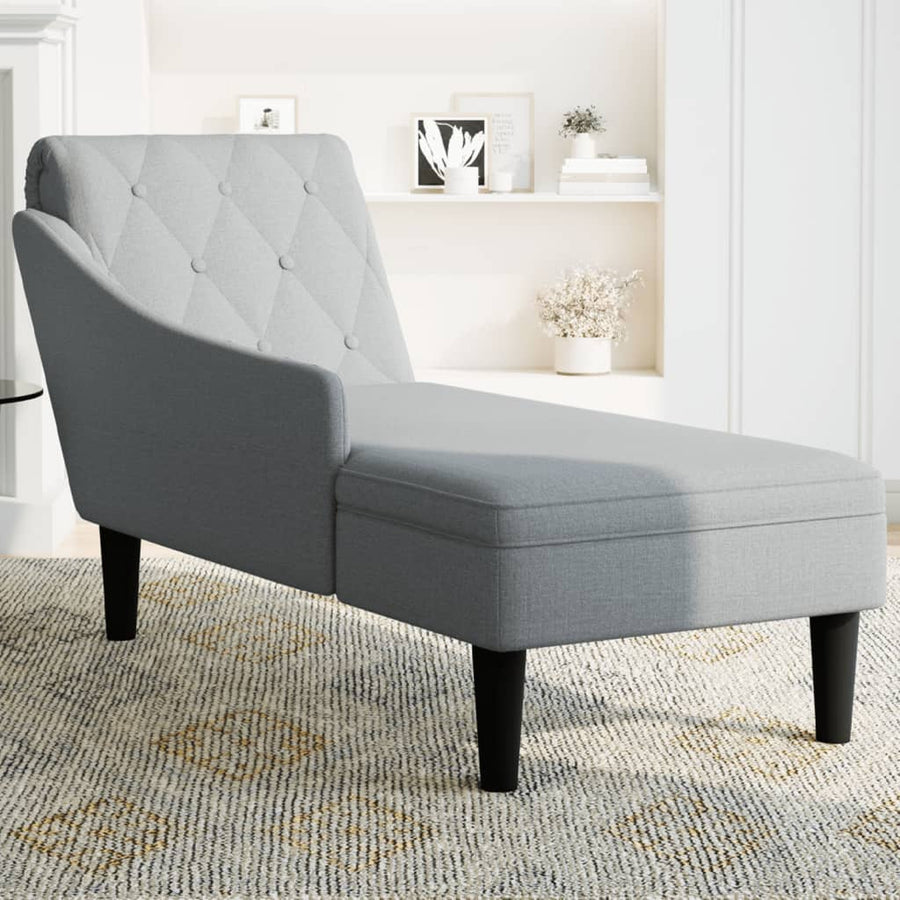 Chaise longue met kussen en rechterarmleuning stof lichtgrijs