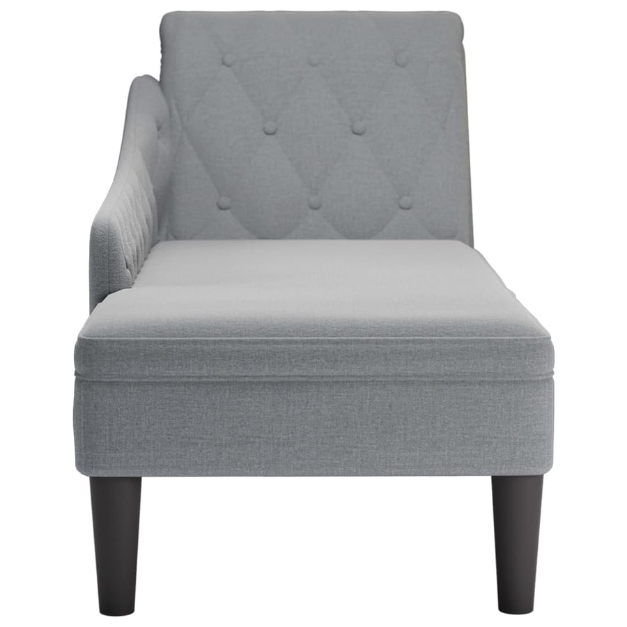 Chaise longue met kussen en rechterarmleuning stof lichtgrijs