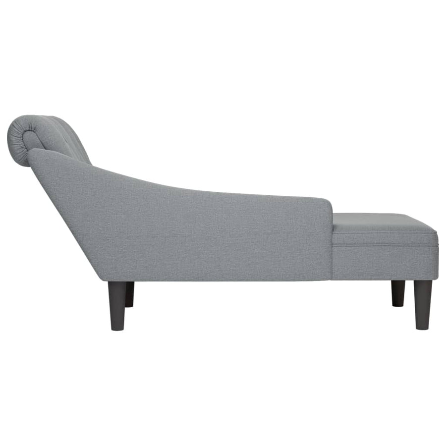 Chaise longue met kussen en rechterarmleuning stof lichtgrijs