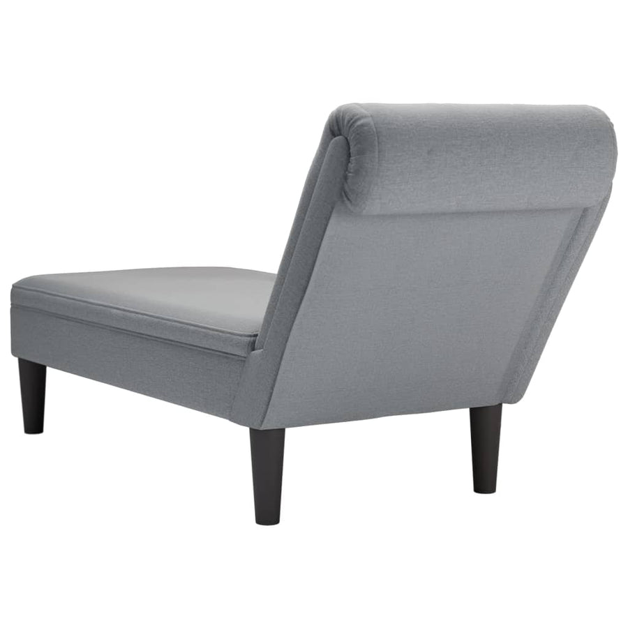 Chaise longue met kussen en rechterarmleuning stof lichtgrijs