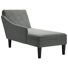 Chaise longue met kussen en rechterarmleuning stof donkergrijs