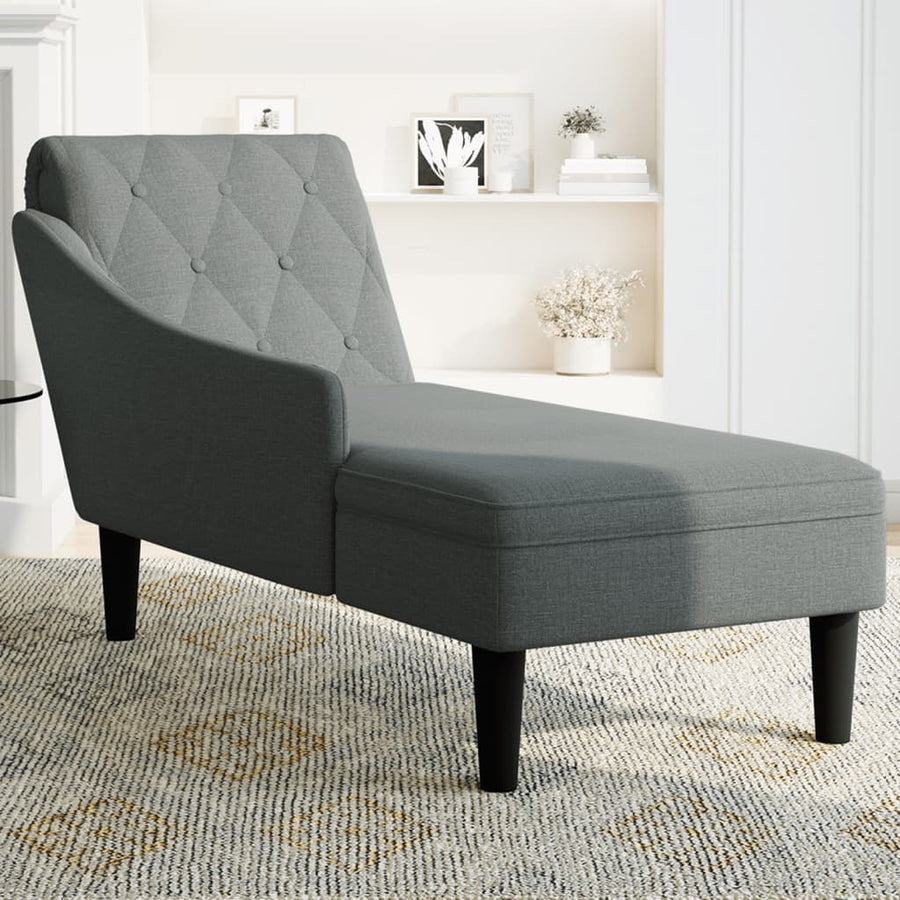 Chaise longue met kussen en rechterarmleuning stof donkergrijs