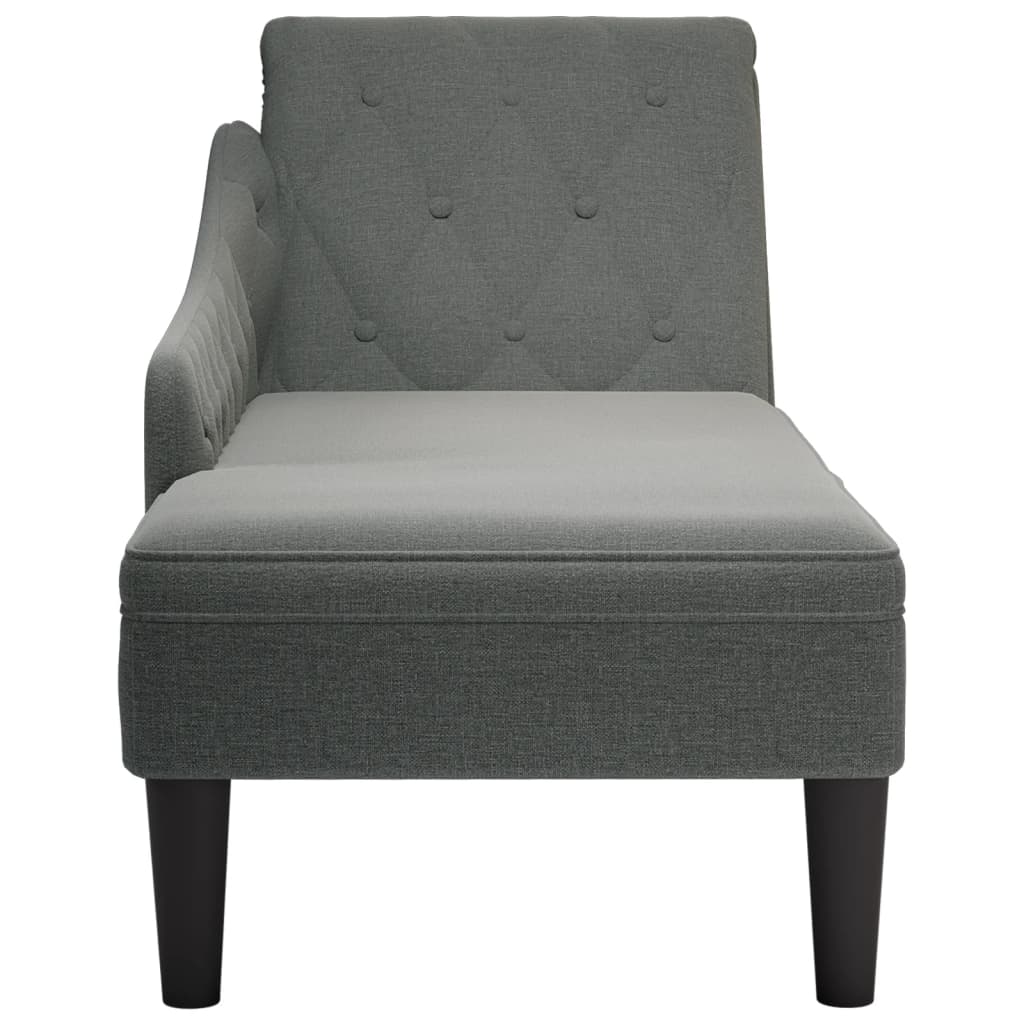 Chaise longue met kussen en rechterarmleuning stof donkergrijs