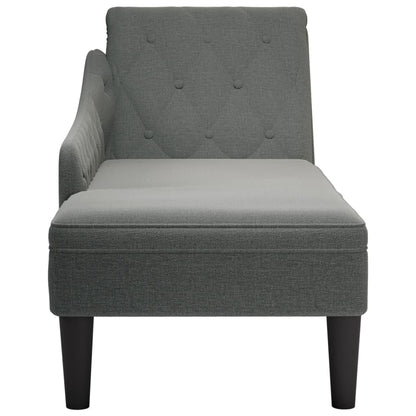 Chaise longue met kussen en rechterarmleuning stof donkergrijs