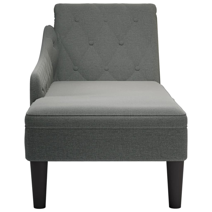 Chaise longue met kussen en rechterarmleuning stof donkergrijs