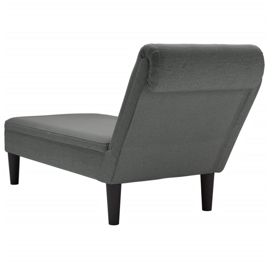 Chaise longue met kussen en rechterarmleuning stof donkergrijs