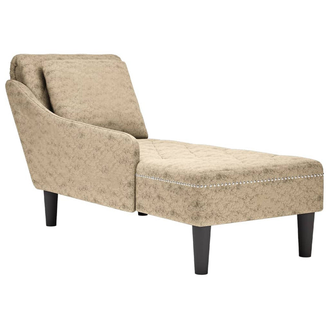 Chaise longue met kussen&rechterarmleuning kunstleer lichtgrijs