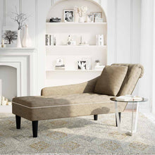 Chaise longue met kussen&rechterarmleuning kunstleer lichtgrijs
