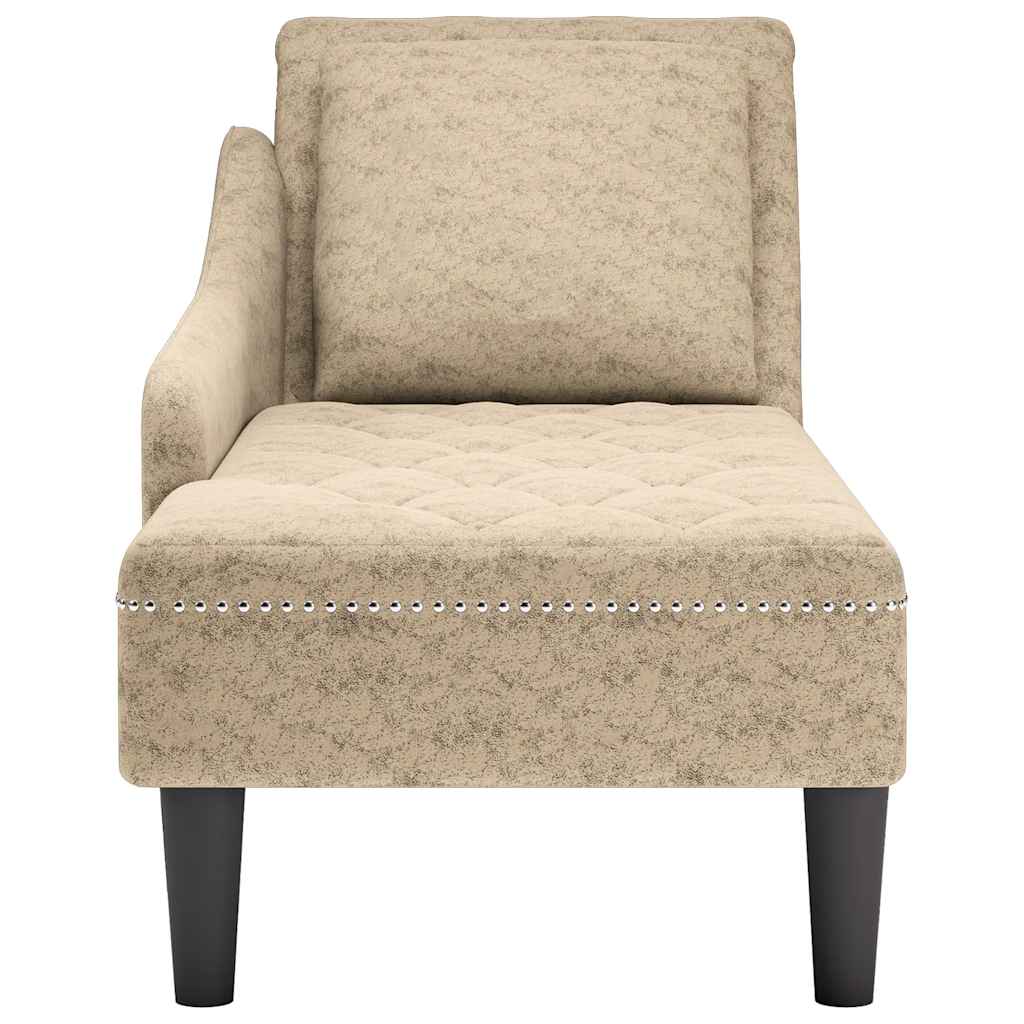 Chaise longue met kussen&rechterarmleuning kunstleer lichtgrijs