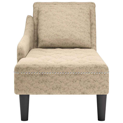 Chaise longue met kussen&rechterarmleuning kunstleer lichtgrijs