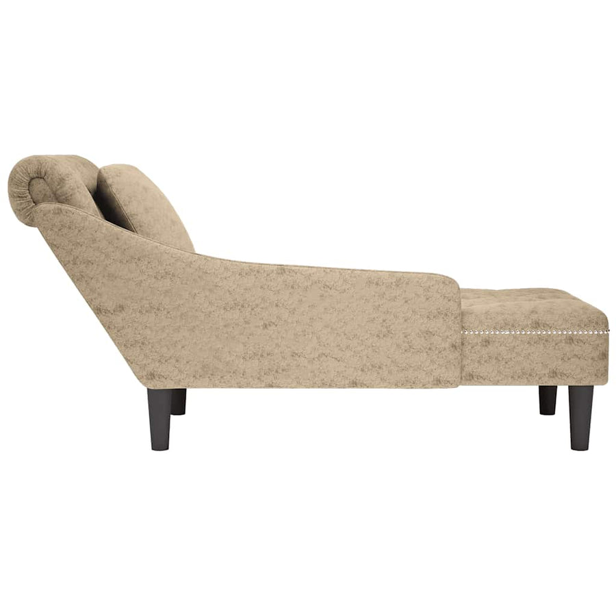Chaise longue met kussen&rechterarmleuning kunstleer lichtgrijs