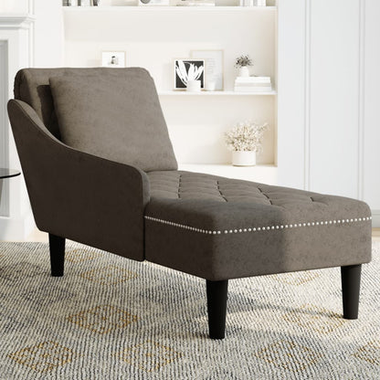 Chaise longue kussen en rechterarmleuning kunstleer donkergrijs