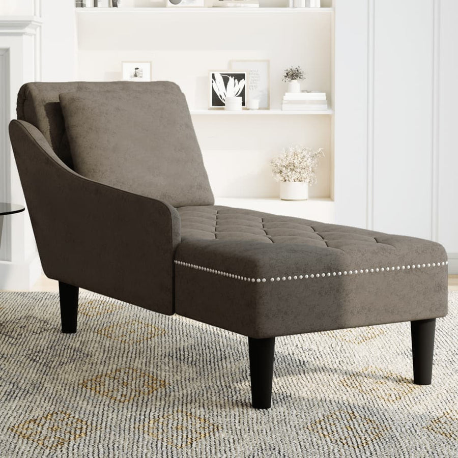 Chaise longue kussen en rechterarmleuning kunstleer donkergrijs