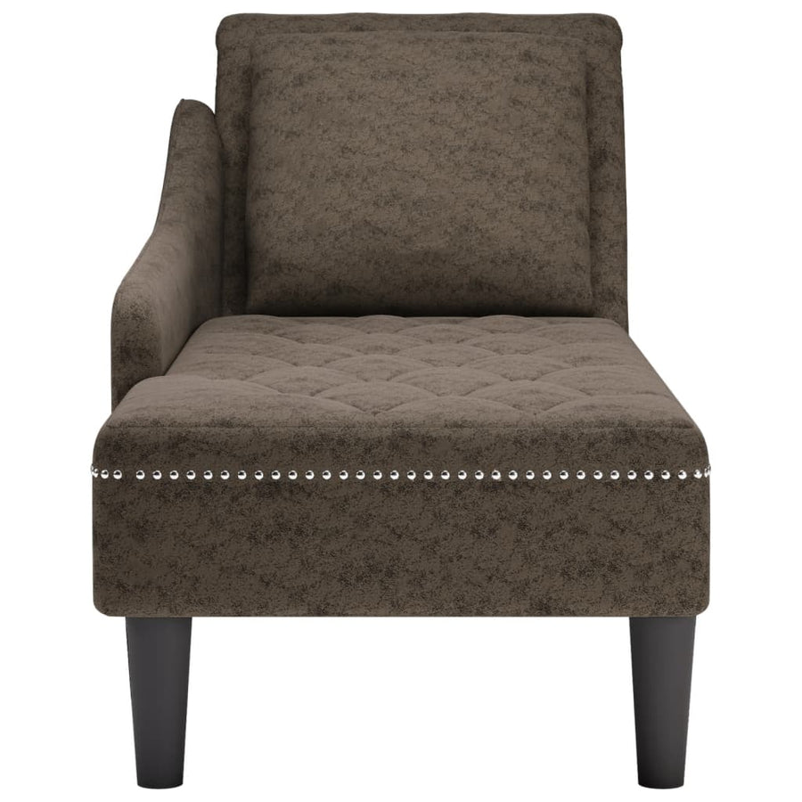 Chaise longue kussen en rechterarmleuning kunstleer donkergrijs
