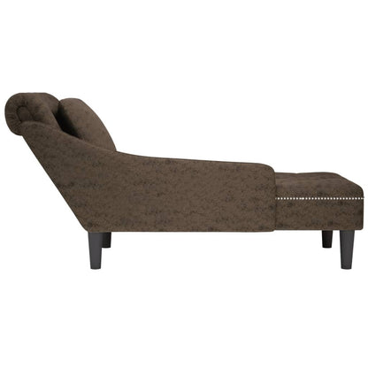 Chaise longue kussen en rechterarmleuning kunstleer donkergrijs