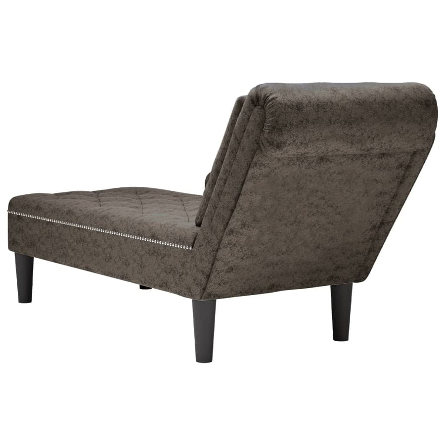 Chaise longue kussen en rechterarmleuning kunstleer donkergrijs