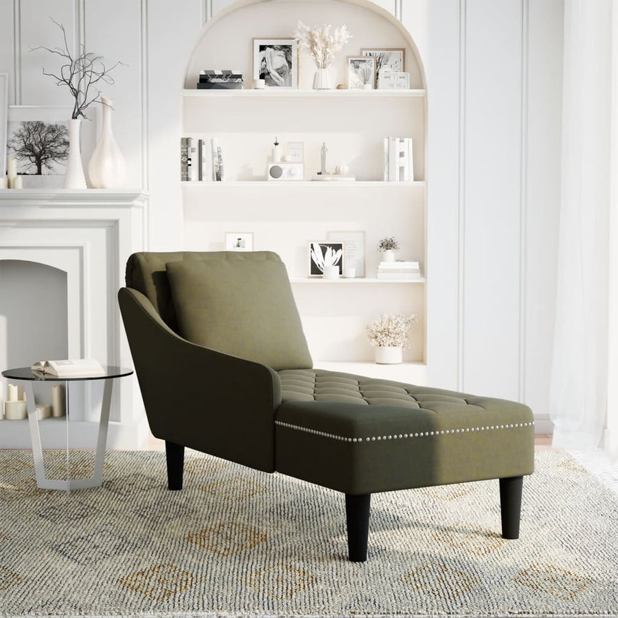 Chaise longue met kussen&rechterarmleuning kunstleer legergroen