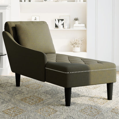 Chaise longue met kussen&rechterarmleuning kunstleer legergroen
